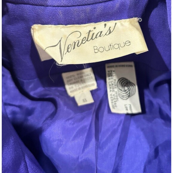 LULU BRAVO Vintage Purple Gabardine Jacket & Skirt Large Rhinestone Buttons Sz 4 - Picture 5 of 9